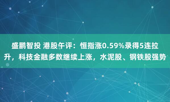 盛鹏智投 港股午评：恒指涨0.59%录得5连拉升，科技金融多数继续上涨，水泥股、钢铁股强势